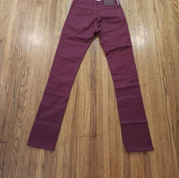 Gustin 594 Selvedge Twill Oxblood Denim Button Fly Skinny Jeans Size 27 × 34 - Picture 5 of 10